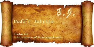 Boár Julitta névjegykártya